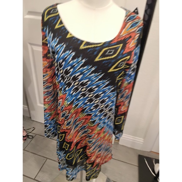 Mechant Dresses & Skirts - Mechant Womens Long Sleeve Ikat Geometric Print Mini Dress Multicolor Size M‎
